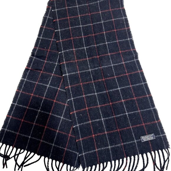 Burberry Accessories - Burberrys Classic Check Scarf Black 100% Lambswool Unisex Scarf Made In England